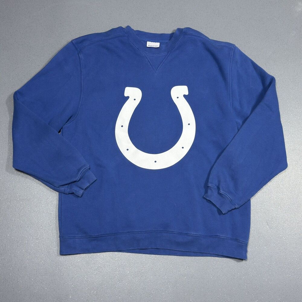 Vintage Reebok Indianapolis Colts Horseshoe Sweatshirt Mens Large Royal Blue NFL